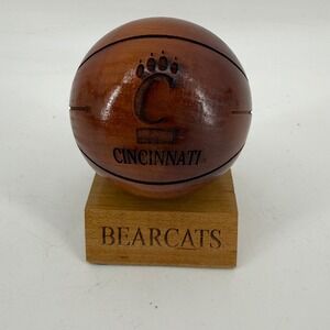 Cincinnati Bearcats Wooden Basketball Desk Trophy Decor Grid Works Made USA NEW